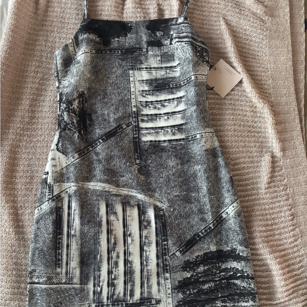 Chic Black and White Patterned Dress